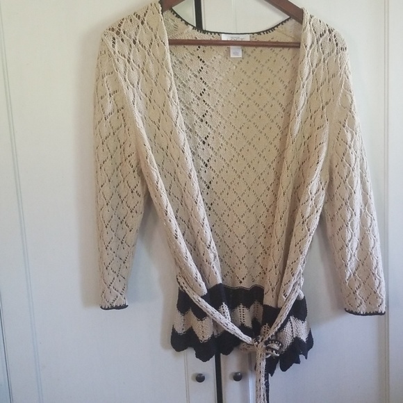 LOFT Sweaters - Loft cover up cardigan tie sweater crochet large LOFT Sweaters - Loft cover up cardigan tie sweater crochet large